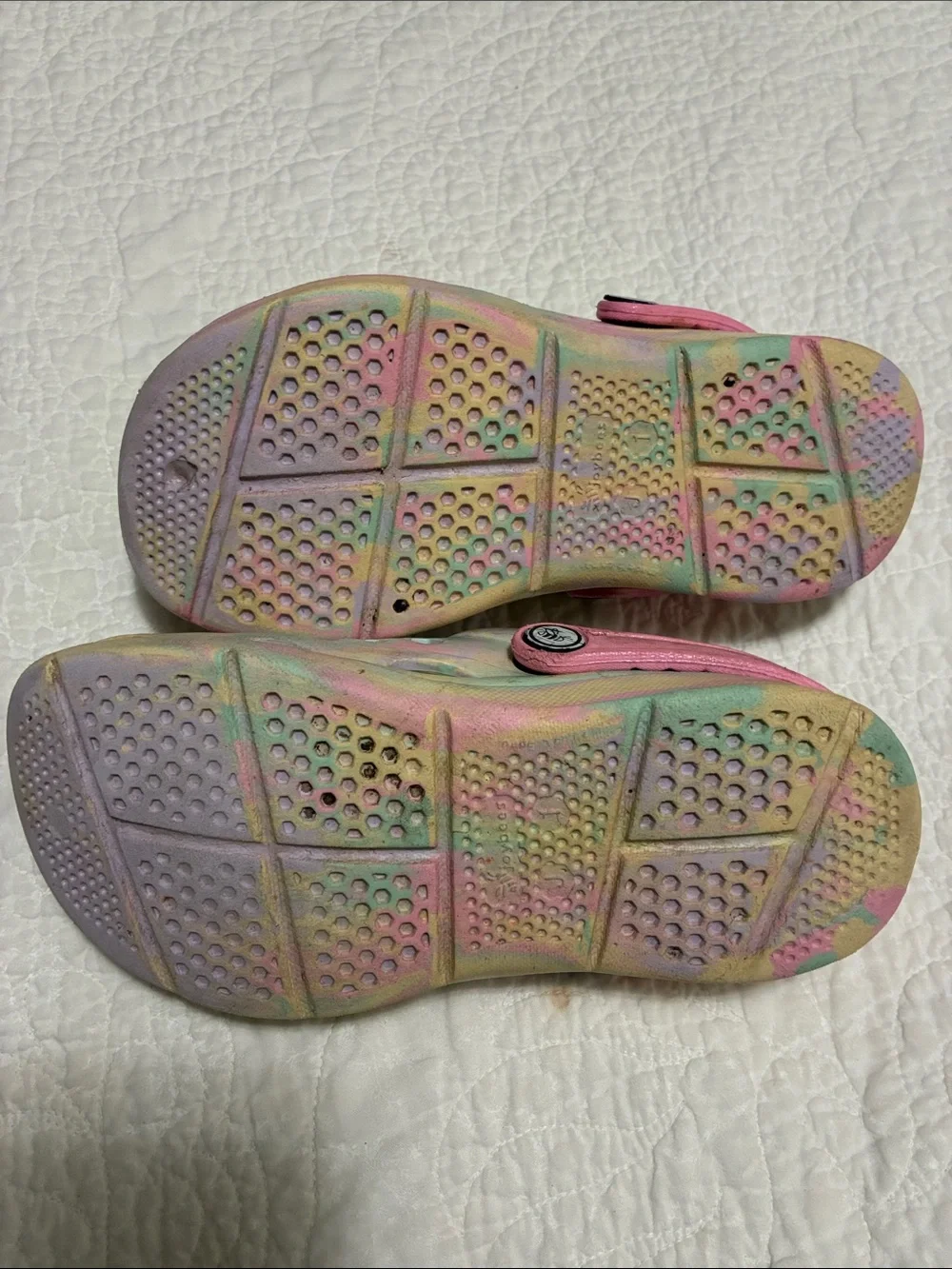 Kids Pastel Tie-Dye Water Clogs with Pink Heel Strap